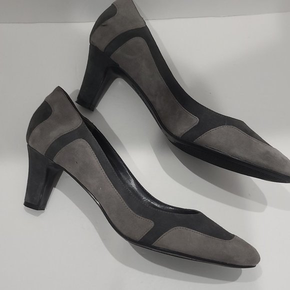 NEW ✅ Easy Spirit 2-Tone Grey / Charcoal Grey Nubuck Suede Heel Shoes 8W ✨ NEW - Picture 3 of 15